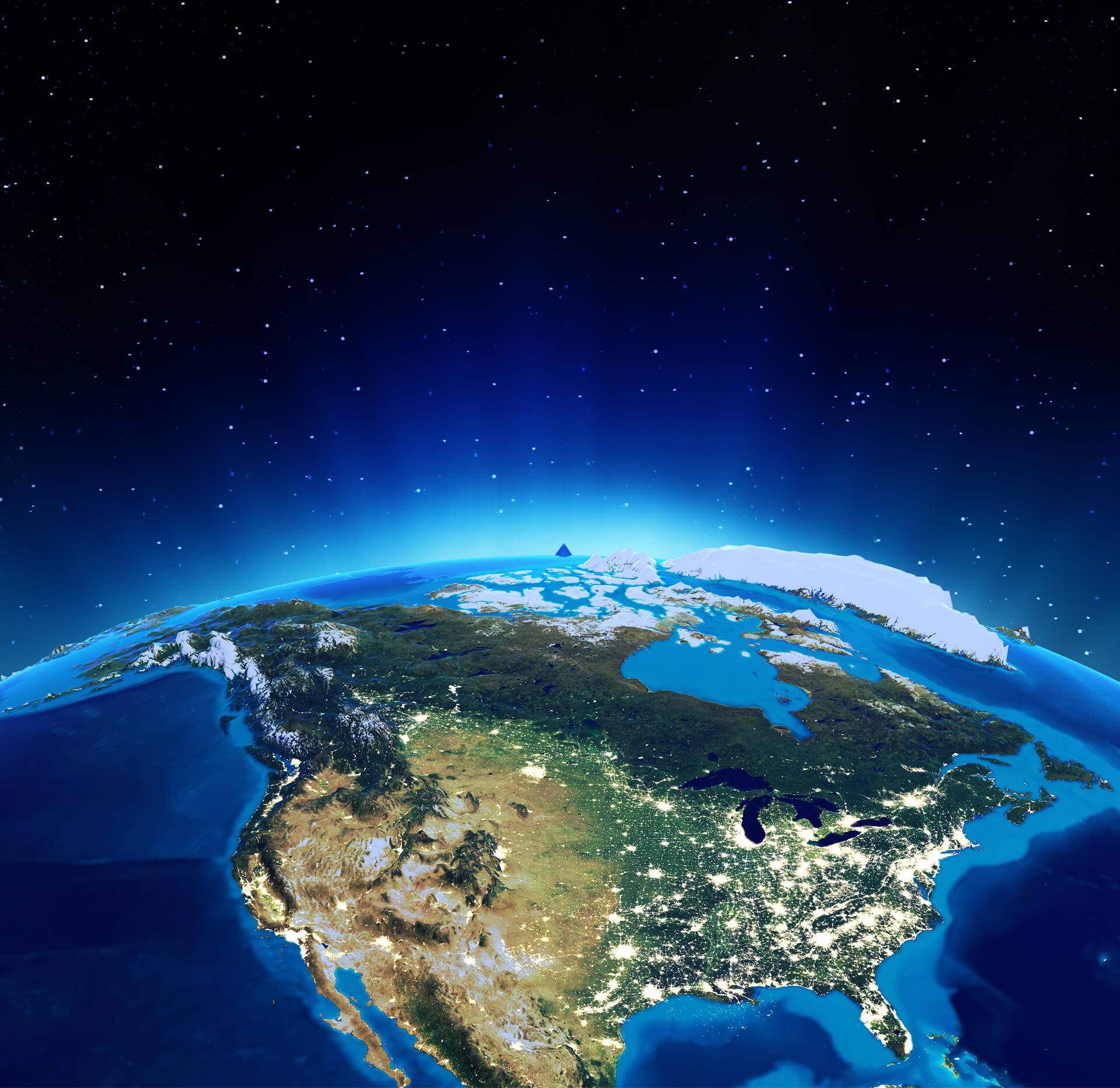 Satellite Map of USA and North America